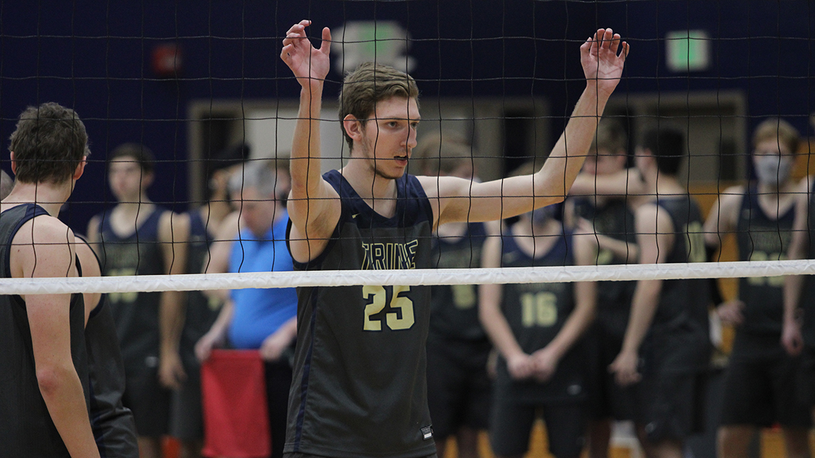 Trine Hosts Block Party in Five-Set Victory