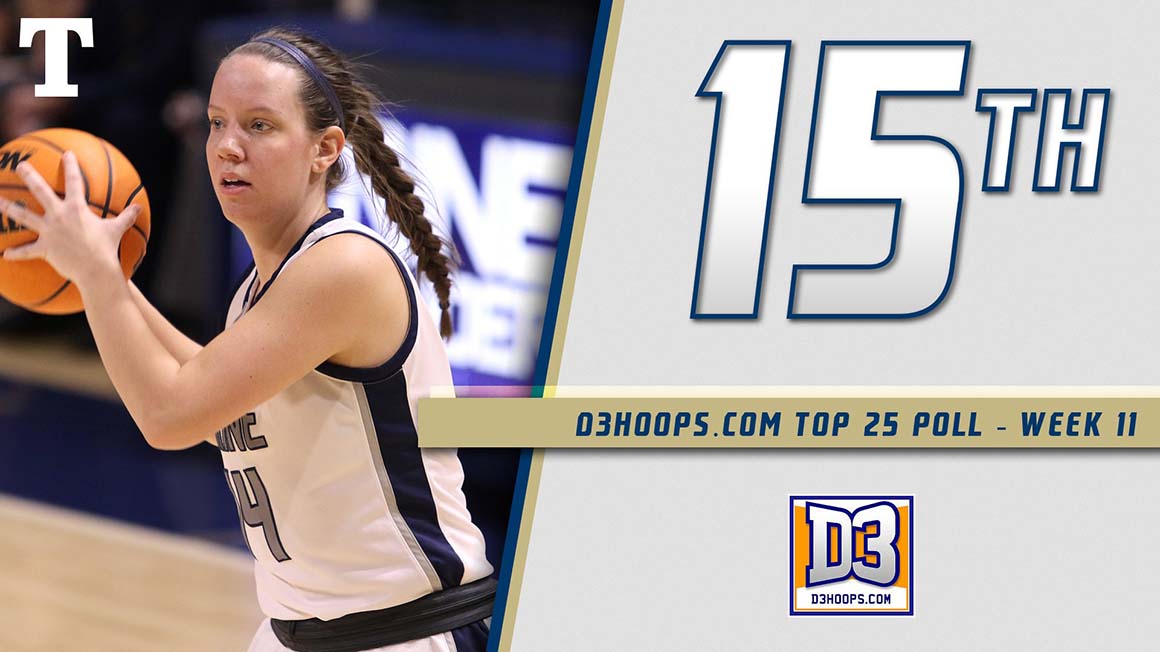 Women's Basketball Ranked 15th in D3hoops.com Top 25