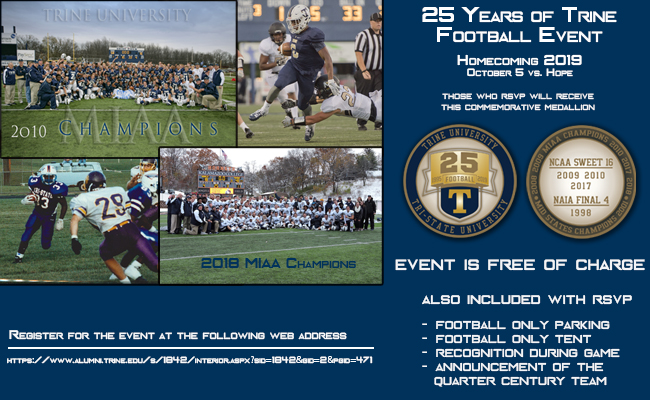 Trine Hosts 25 Years of Football Event Homecoming Weekend