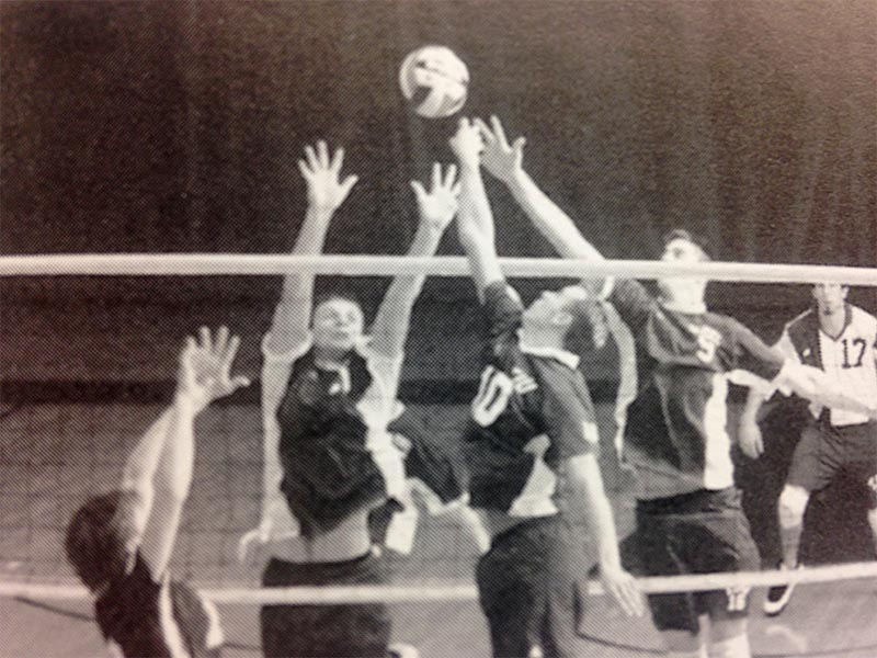 The Tri-State University men's volleyball team competes in a file photo.