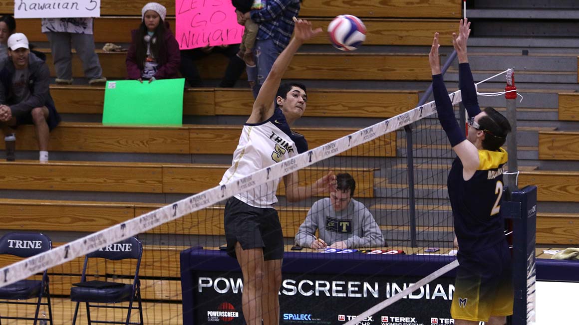 Trine Concludes Non-Conference Portion of Schedule with Tri-Match Sweep